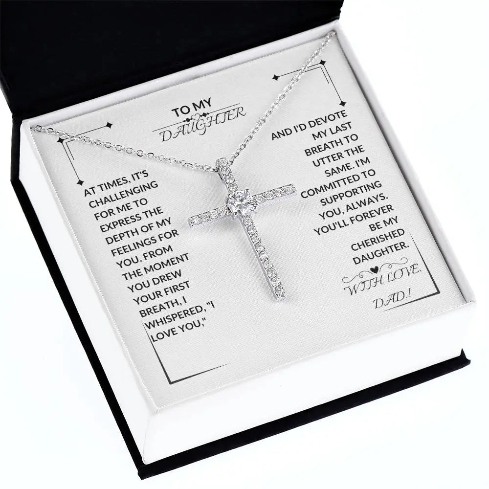 DAUGHTER " CZ CROSS" NECKLACE - DAD 