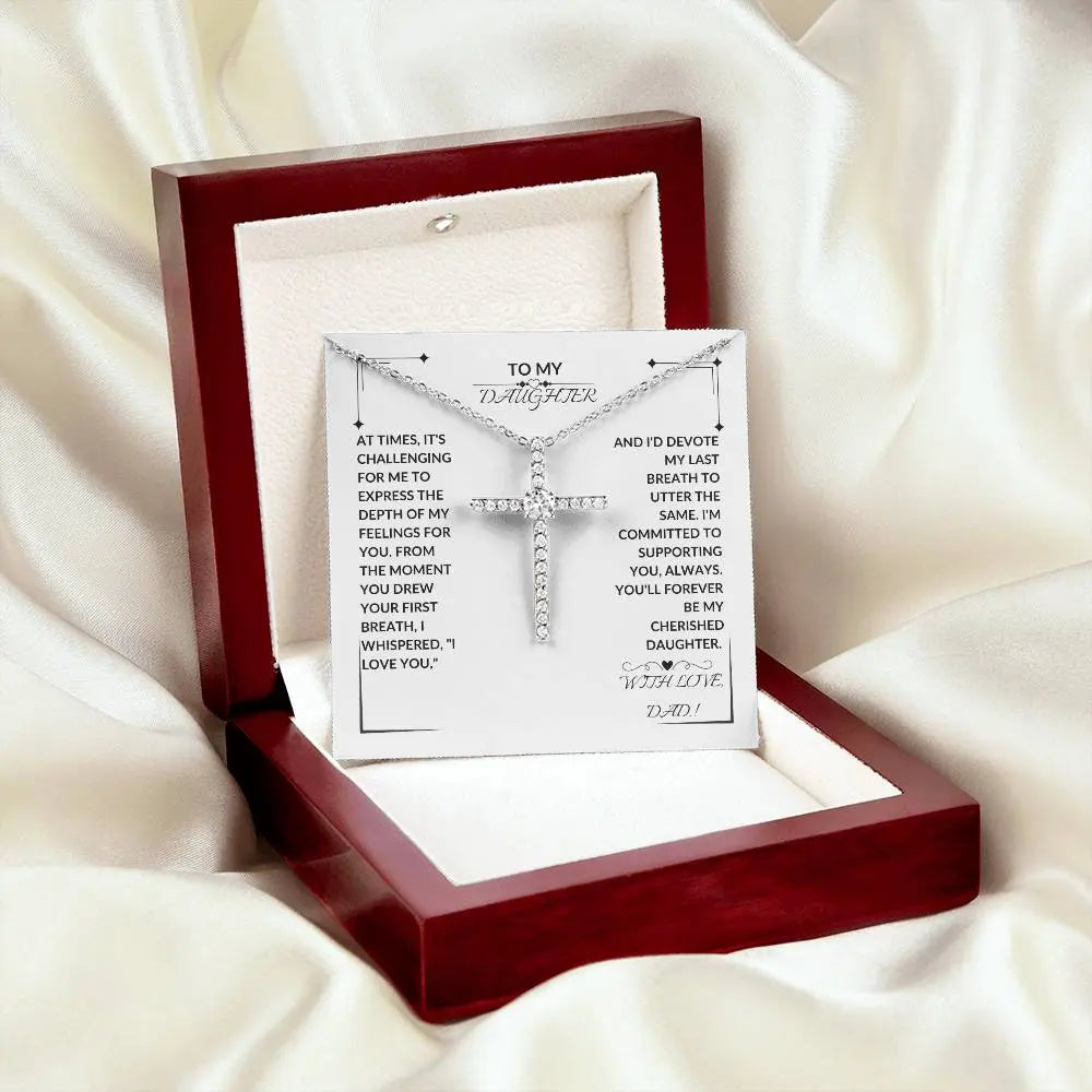 DAUGHTER " CZ CROSS" NECKLACE - DAD