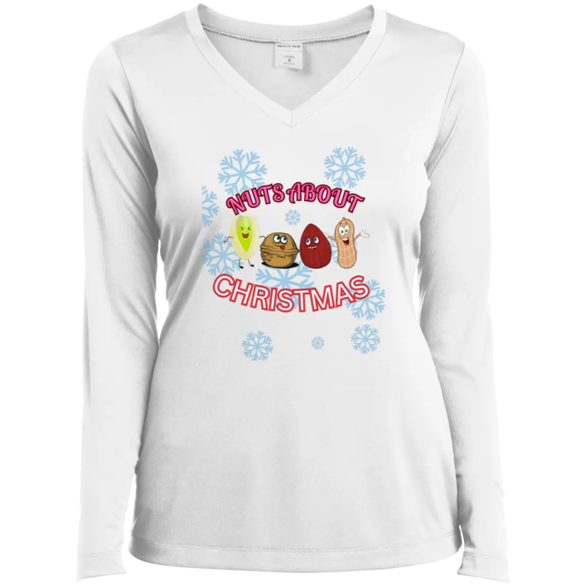 "NUTS About Christmas" Ladies’ Long Sleeve Performance V-Neck Tee 