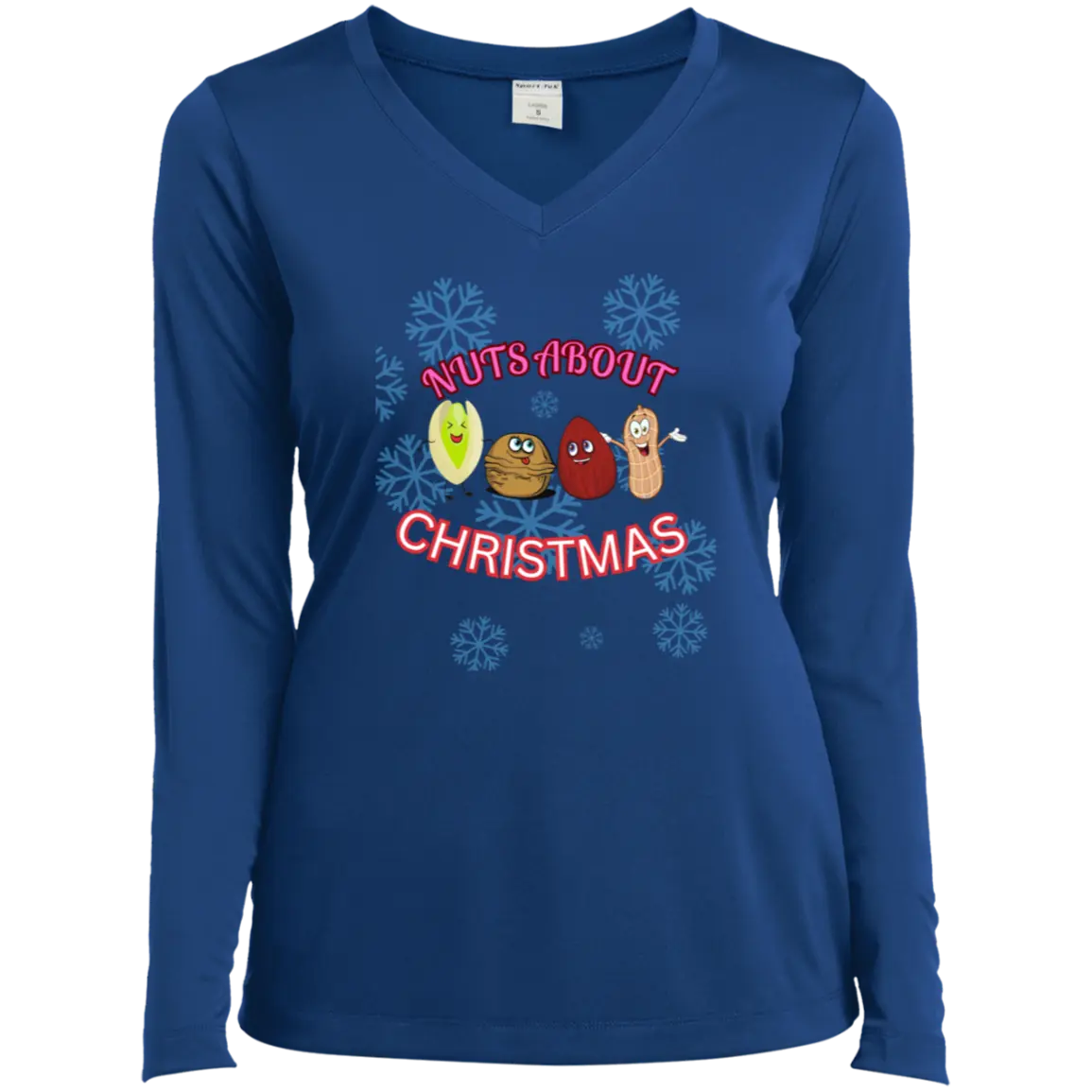 "NUTS About Christmas" Ladies’ Long Sleeve Performance V-Neck Tee 