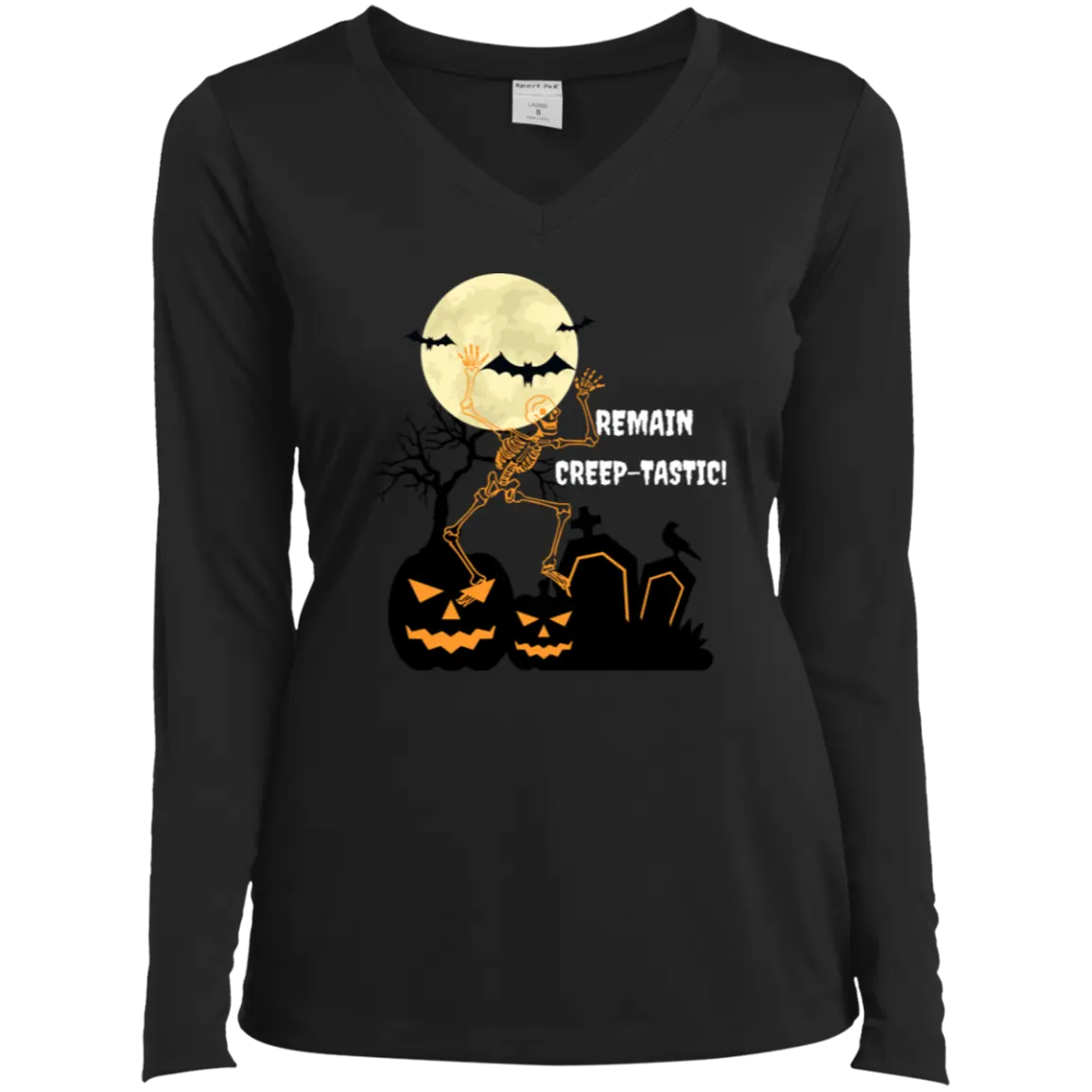 "REAMAIN CREEP-TASTIC" Ladies’ Long Sleeve Performance V-Neck Tee 