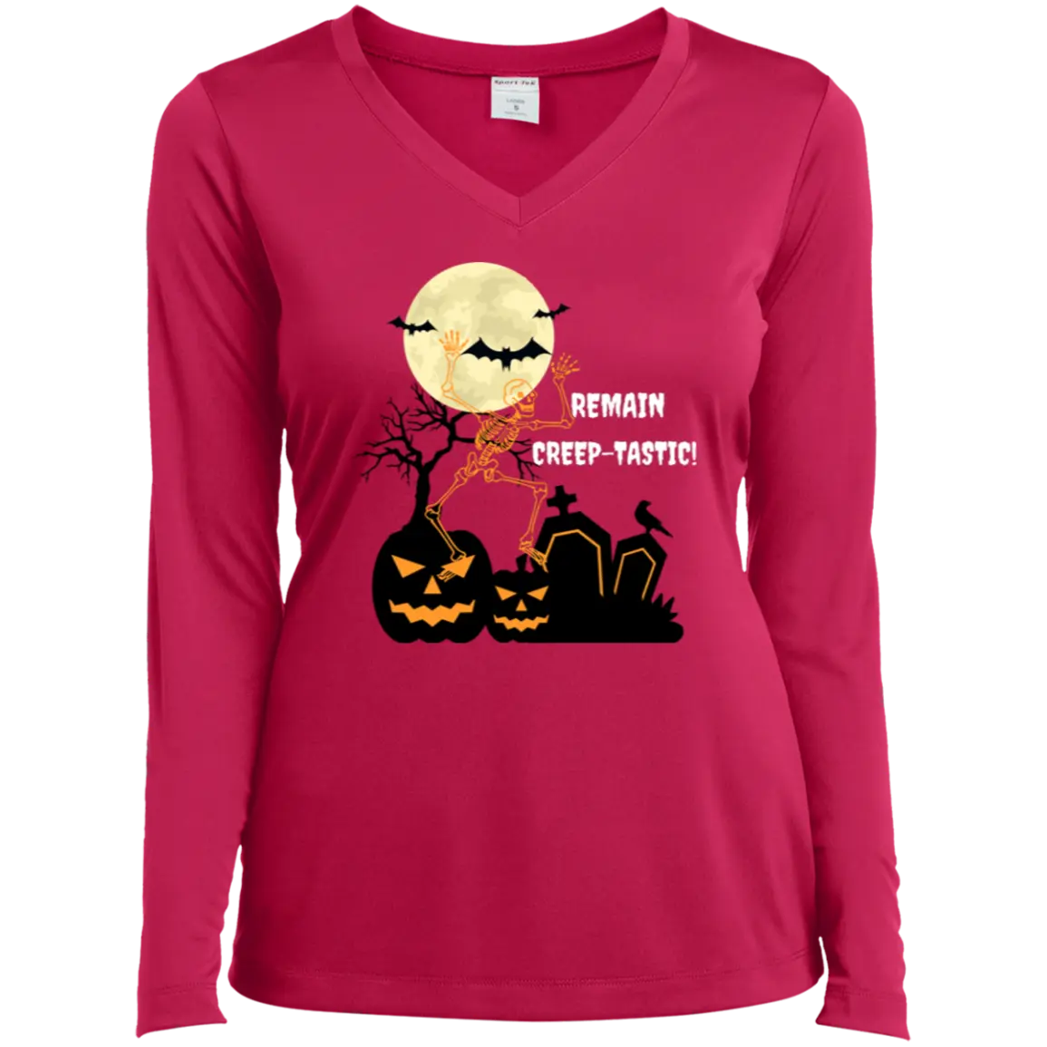 "REAMAIN CREEP-TASTIC" Ladies’ Long Sleeve Performance V-Neck Tee 