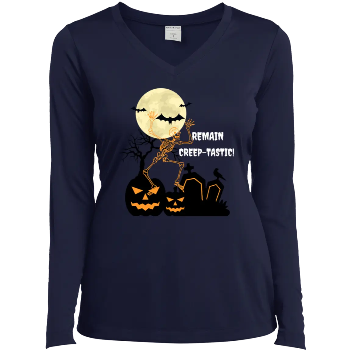 "REAMAIN CREEP-TASTIC" Ladies’ Long Sleeve Performance V-Neck Tee 