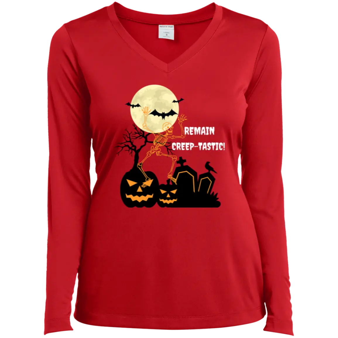 "REAMAIN CREEP-TASTIC" Ladies’ Long Sleeve Performance V-Neck Tee 