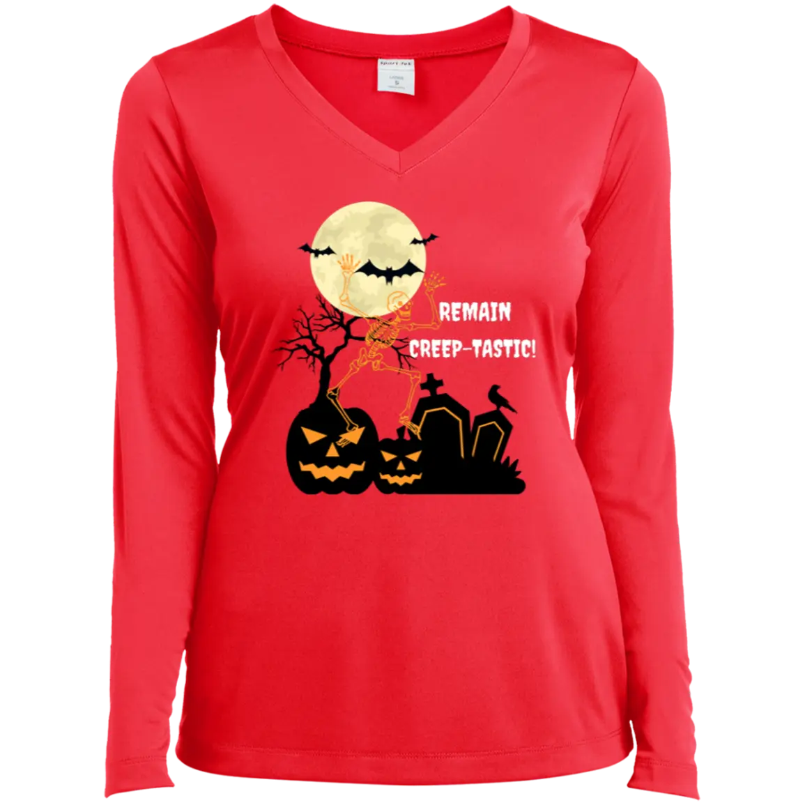 "REAMAIN CREEP-TASTIC" Ladies’ Long Sleeve Performance V-Neck Tee 