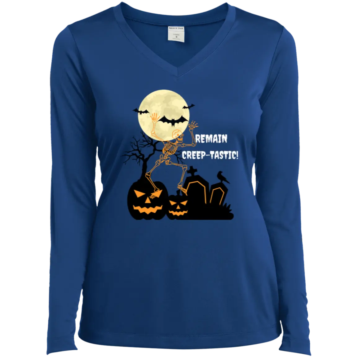 "REAMAIN CREEP-TASTIC" Ladies’ Long Sleeve Performance V-Neck Tee 