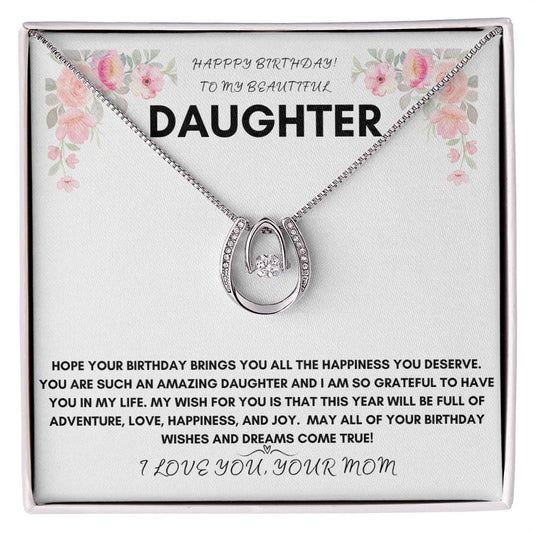 DAUGHTER BIRTHDAY "LUCKY IN LOVE" NECKLACE - MOM