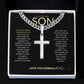 SON "ARTISAN CROSS NECKLACE on CUBAN CHAIN " MOM/DAD