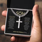 SON "ARTISAN CROSS NECKLACE on CUBAN CHAIN " MOM/DAD