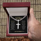 SON "ARTISAN CROSS NECKLACE on CUBAN CHAIN " MOM/DAD